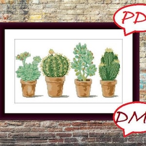Sukkulenten Kaktus PDF Kreuzstichvorlage Botanical Modern Digitale Kreuzstichvorlage moderne Stillleben Kakteen x Stickmuster