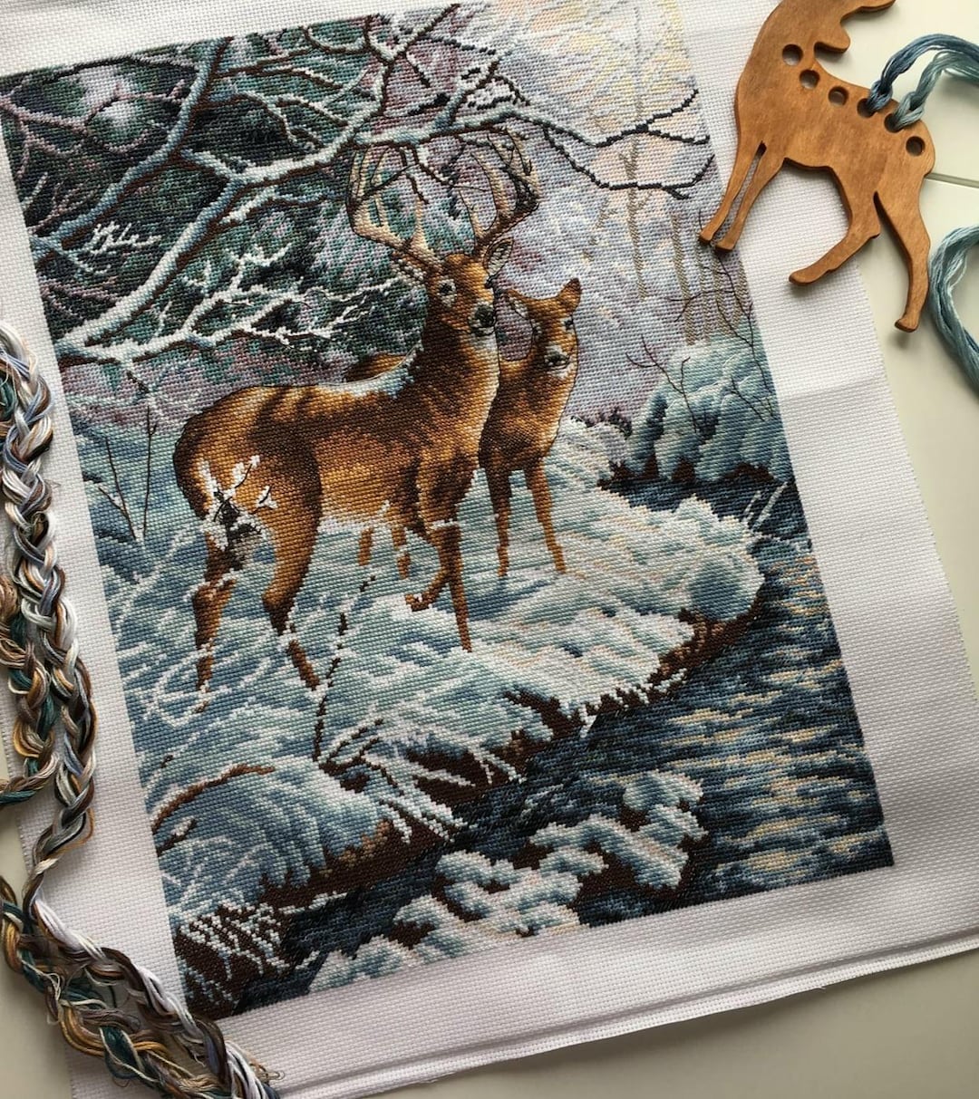 Woodland Deer PDF Counted Cross Stitch Pattern PDF Winter Landscape ...