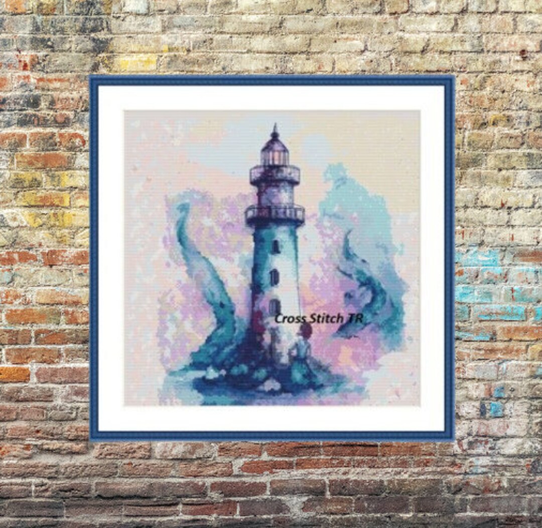 Watercolor Lighthouse PDF Counted Cross Stitch Pattern Landscape ...