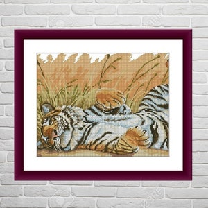 Süßes Tiger Baby Tier PDF Kreuzstichvorlage Fantasie Tiere Digitale Kreuzstichvorlage moderner Löwe Kreuzstichvorlage