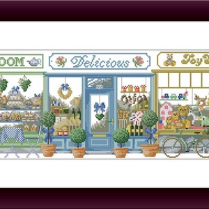 Paris cafe counted cross stitch pdf pattern European city Digital cross stitch chart city cross stitch pattern cafe needlepoint chart