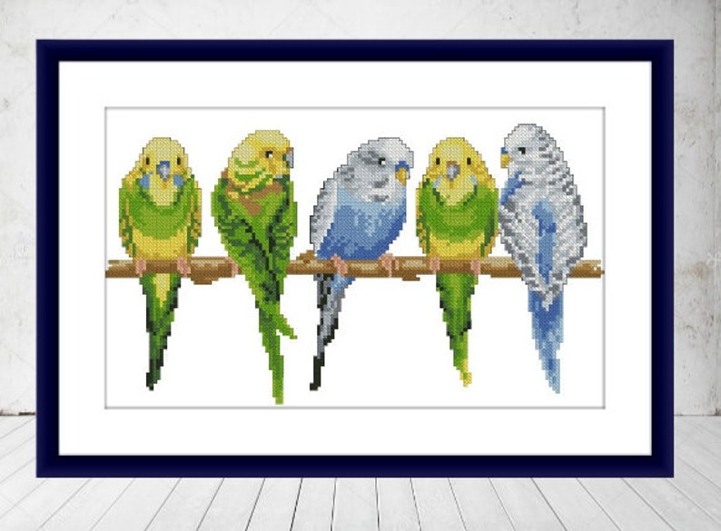 Cute Parrot Birds PDF Counted Cross Stitch Pattern Modern | Etsy