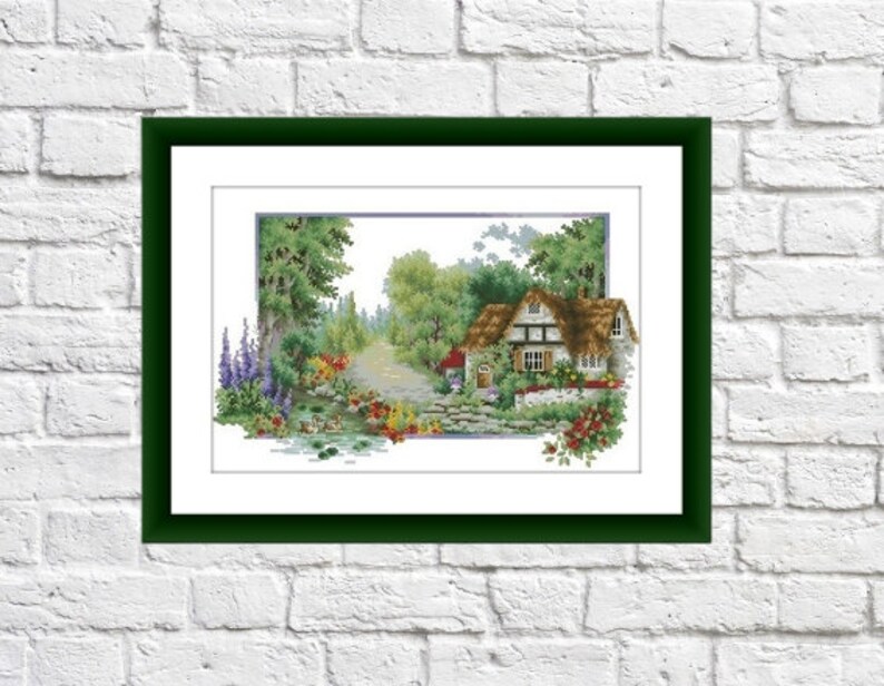 Summer Cottage Counted Cross Stitch Pdf Pattern Village Cottage Digital ...