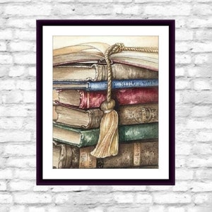 Books and bookmark Counted cross stitch pdf pattern books library Country Digital cross stitch chart vintage still life cross stitch pattern