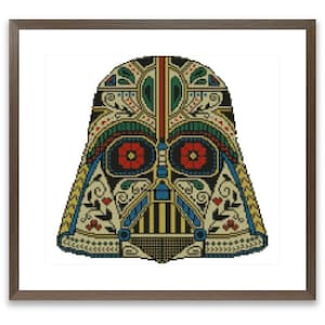 Floral Darth Vader PDF Counted cross stitch pattern Star Wars Digital cross stitch chart Cinema cross stitch pattern