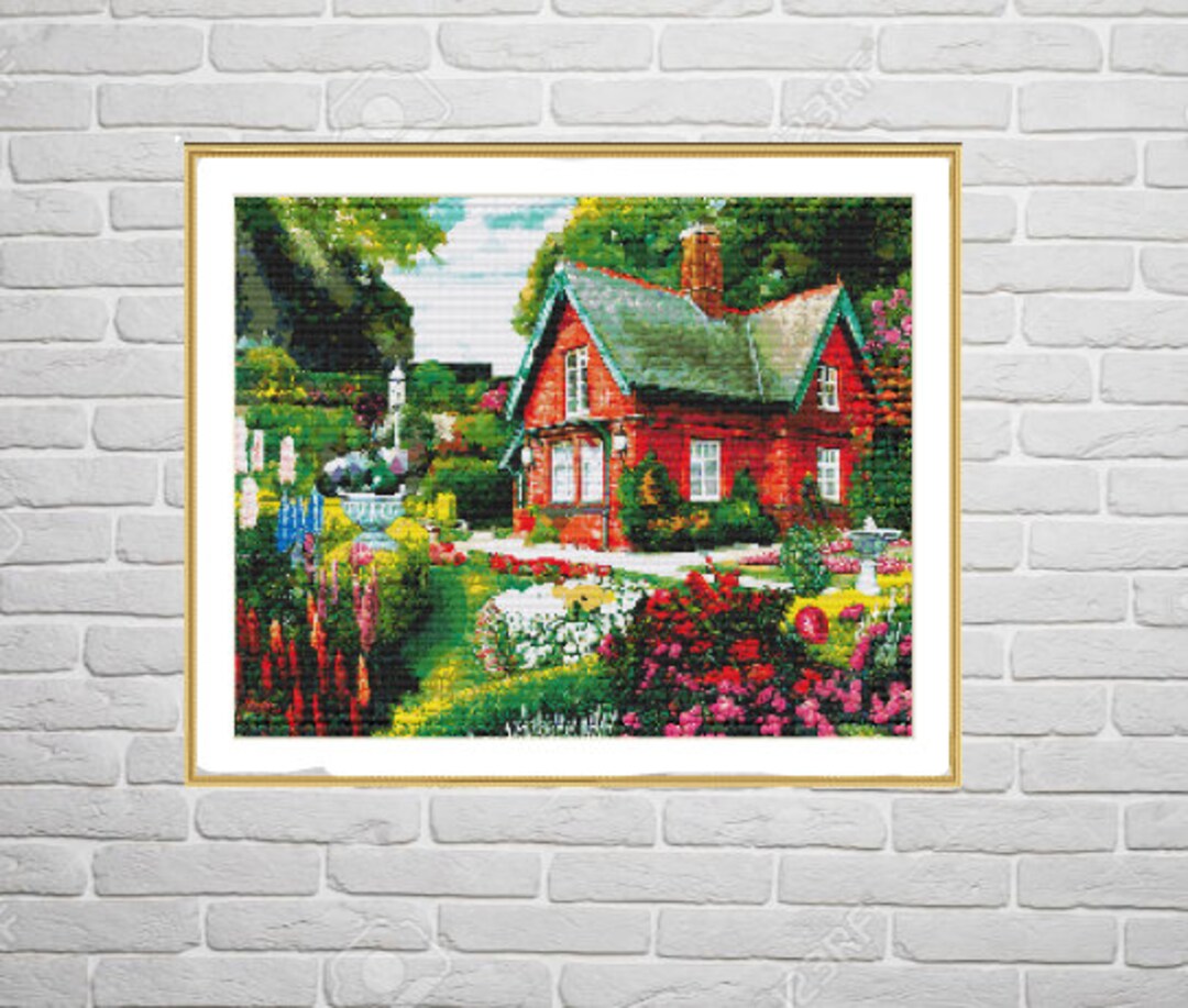 Beautiful Cottage Counted Cross Stitch Pdf Pattern Village Cottage ...