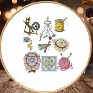 Sewing sampler Counted cross stitch pattern pdf Fashion Digital cross stitch chart Vintage fashion sampler cross stitch pattern cross stitch