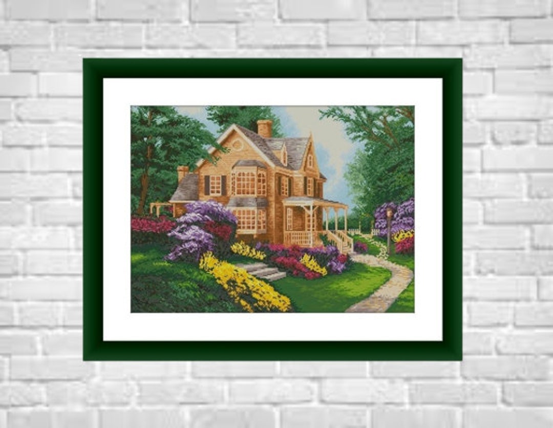 Garden Cottage Counted Cross Stitch Pdf Pattern Cottage Digital Cross ...