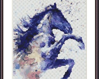 Watercolor horse Animal PDF Counted cross stitch pattern Jungle animals Digital cross stitch chart modern horse cross stitch pattern