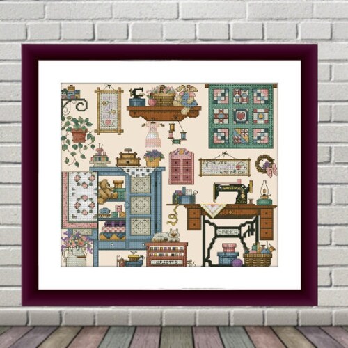 Sewing Machine Sampler Counted Cross Stitch Pattern Pdf - Etsy