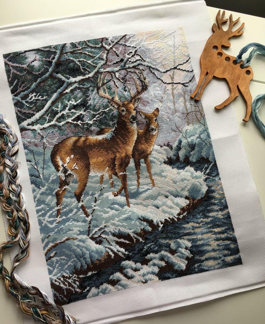Woodland Deers Counted Cross Stitch Pattern PDF Winter Landscape ...