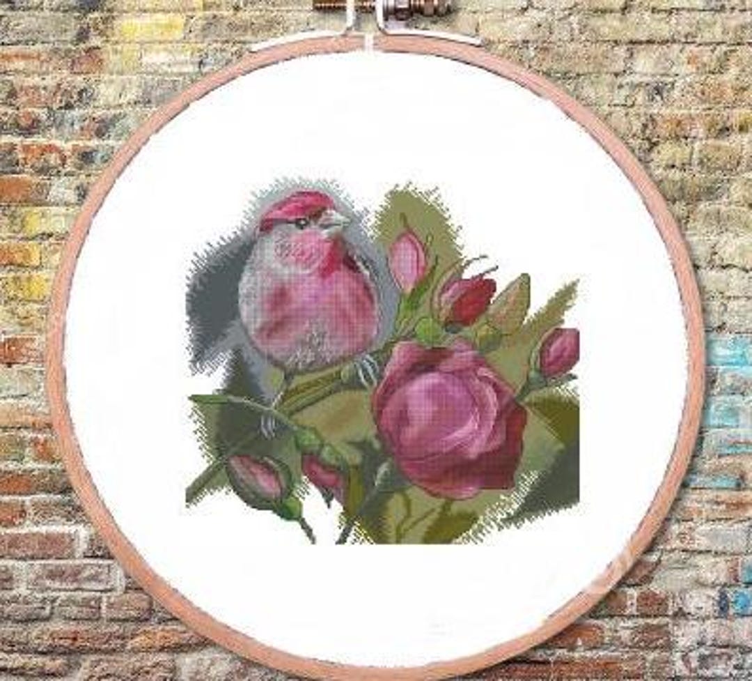 Bird and Rose Counted Cross Stitch Pattern Birds and Flowers Cross ...