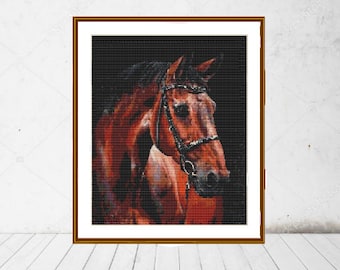 Watercolor horse Animal PDF Counted cross stitch pattern Jungle animals Digital cross stitch chart modern horse cross stitch pattern