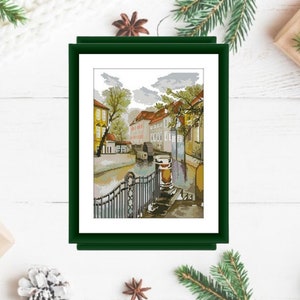 Street cafe counted cross stitch pdf pattern European city Digital cross stitch chart city cross stitch pattern cafe needlepoint chart