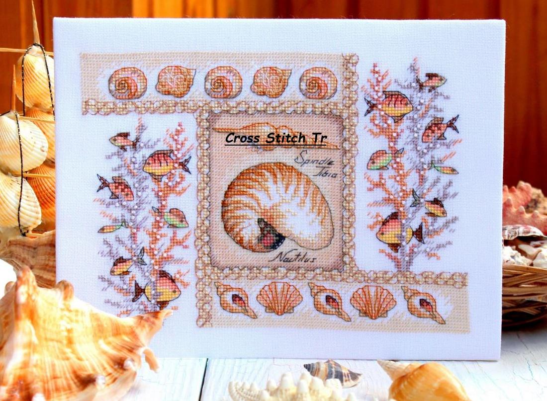 Stitch Samplers Shell Sea Shell Sampler Counted Cross Stitch Pattern Pdf Boat Seascape ...