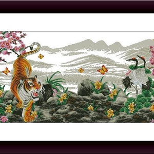 Tiger Tier PDF Kreuzstichvorlage Fantasy Tiere Digitale Kreuzstichvorlage moderner Löwe Kreuzstichvorlage
