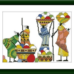 Afrikanische Frauen PDF Kreuzstichvorlage Tanzende Frau Digitale Kreuzstichvorlage Folk Kreuzstich Vorlage afrikanische xstitch Vorlage