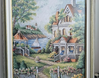 Cove haven inn PDF Counted cross stitch pdf pattern cottage Digital cross stitch chart village large xstitch pattern instant download