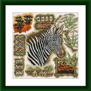 Zebra Kreuzstichvorlage PDF afrikanische Tiere Kreuzstichvorlage Folk Kreuzstichvorlage afrikanischer Löwe xstitch chart