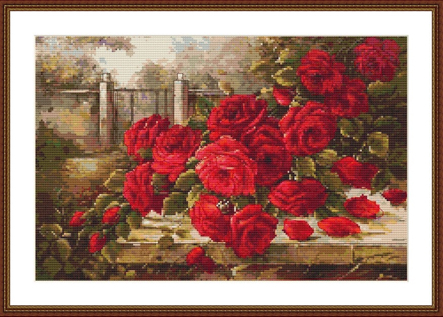 送料無料 お Spanish Garden Pattern Stitch Cross Counted PDF Roses アクセサリー