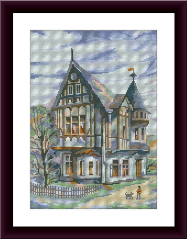 Beautiful Cottage Counted Cross Stitch Pdf Pattern Village | Etsy