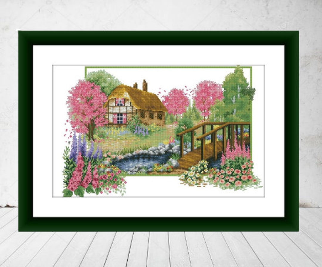Beautiful Cottage Counted Cross Stitch Pdf Pattern Village Cottage ...