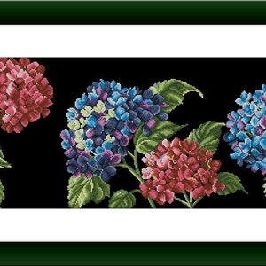 Padrão de ponto cruz de hortênsia PDF Gráfico de ponto cruz digital moderno botânico moderno Natureza morta padrão xstitch flor hortênsia xstitch