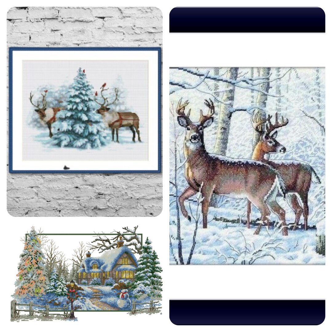 Winter Woodland Landscape 3 PDF Cross Stitch Pattern Woodland Animals ...