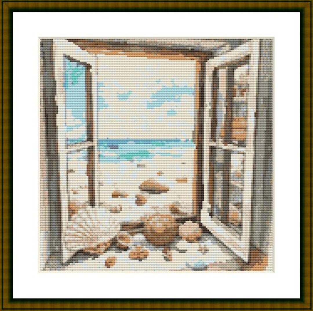 Sea View Landscape Summer Counted Cross Stitch Pattern Pdf Sea Shells ...