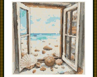 PDF Beach Shells Counted Cross Stitch Pattern Seascape Digital Cross ...