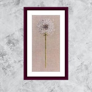 Dandelion Flower PDF Counted cross stitch pattern monochrome Digital cross stitch chart modern Still life cross stitch pattern