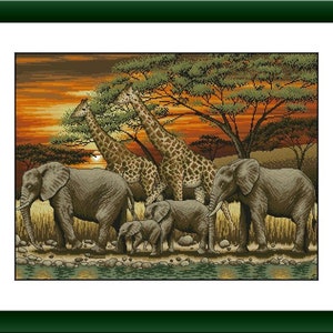 Elefante africano Animale PDF Schema punto croce Animali selvatici fantasy Schema punto croce digitale Schema punto croce moderno Leone