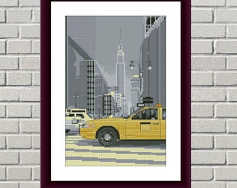 Watercolor city Counted cross stitch pattern city new york Digital cross stitch chart city cross stitch pattern new york instant download