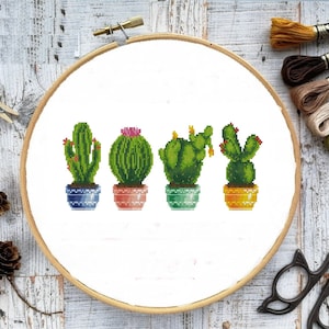 Kaktus PDF Kreuzstichvorlage Botanical Digitale Kreuzstichvorlage Kakteen modern Kreuzstichvorlage Kakteen xstitch