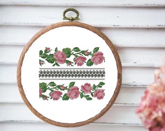 Watercolor Roses PDF Counted cross stitch pattern vintage still life Digital x stitch chart rose cross stitch pattern vintage flower bouquet