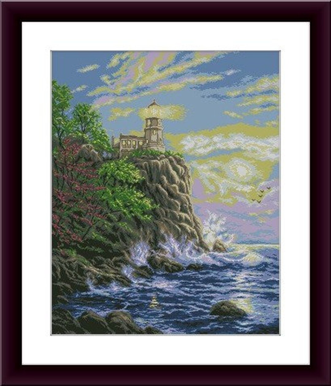 Lighthouse PDF Counted Cross Stitch Pattern Landscape Digital Cross ...