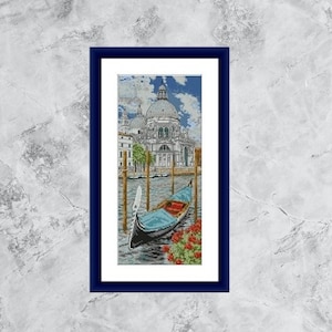 Venetië geteld kruissteekpatroon (talian Cityscape digitale kruissteekkaart aquarel stad kruissteekpatroon borduurkaart)