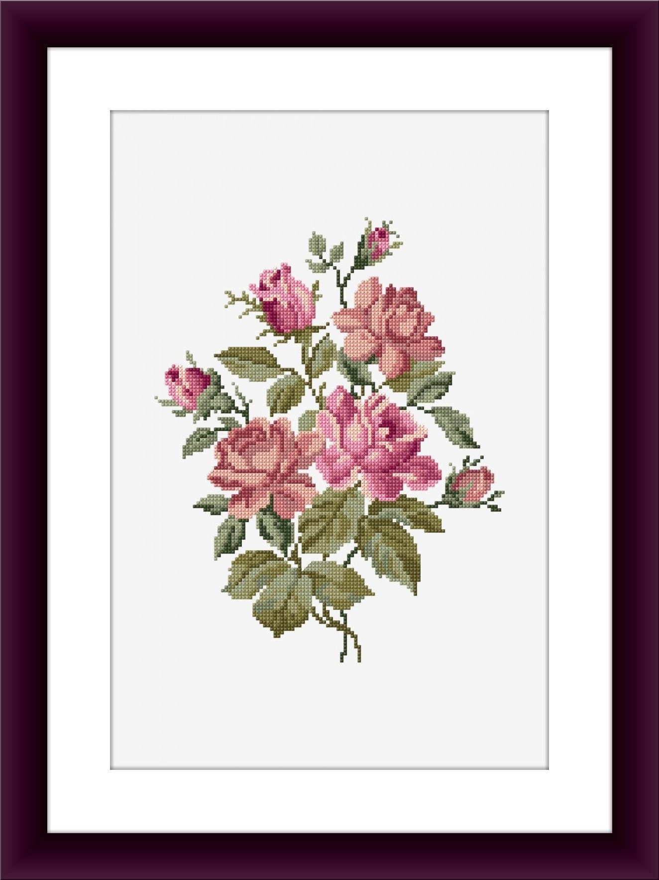 Craft Supplies & Tools Red rose PDF Counted cross stitch pattern pdf