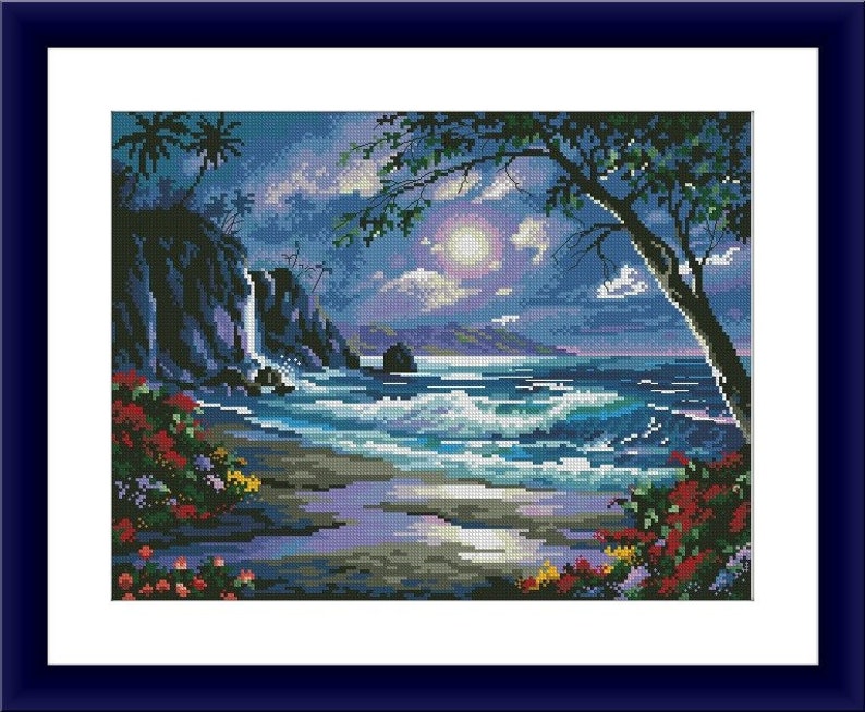 Seascape PDF Counted Cross Stitch Pattern Sea Landscape Etsy