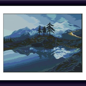 Berg Landschaft Kreuzstich Anleitung Winter Digitale Kreuzstichvorlage Winter Berg Kreuzstichmuster Stickmuster Vorlage Stickvorlage