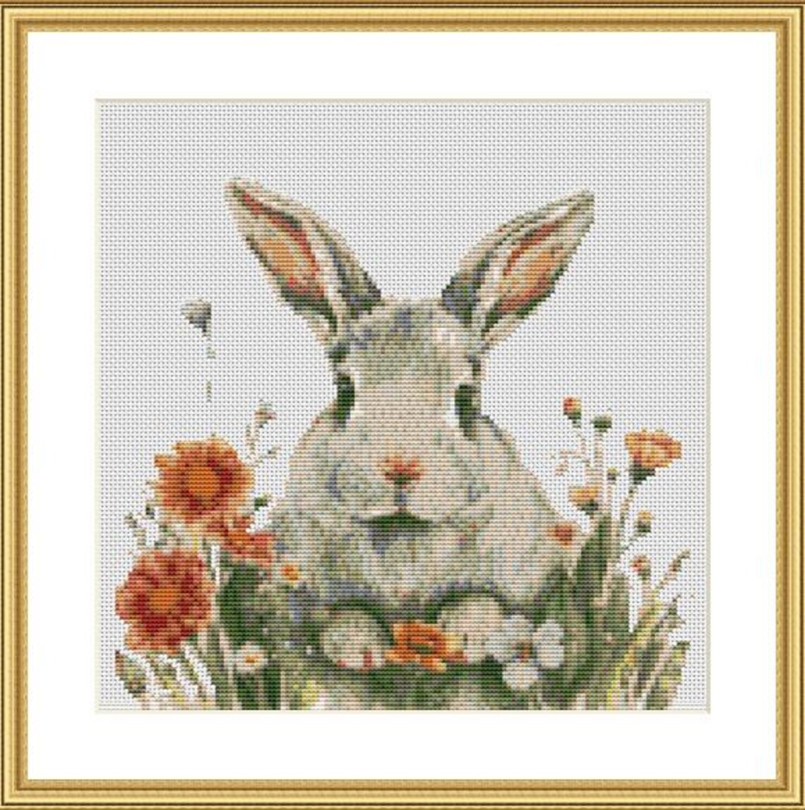 Watercolor Rabbit Counted Cross Stitch Pattern Pdf Animal Rabbit Cross ...