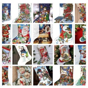 Julstrumpa och julgranskulor SET med 24 PDF-räknade korsstygnsmönster julstövel Digitalt korsstygnsdiagram Julafton PDF-korsstygnsmönster