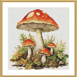 Aquarell Pilze Kreuzstichvorlage Aquarell Stillleben Kreuzstichvorlage Vintage Kreuzstichvorlage Nadelspitze
