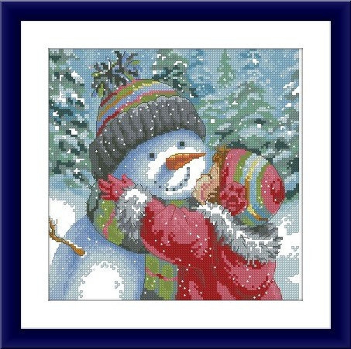 Woodland Snowman PDF Counted Cross Stitch Pattern Christmas Woodland ...