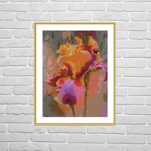Watercolor Irises Still Life Counted Cross Stitch Pattern Pdf - Etsy
