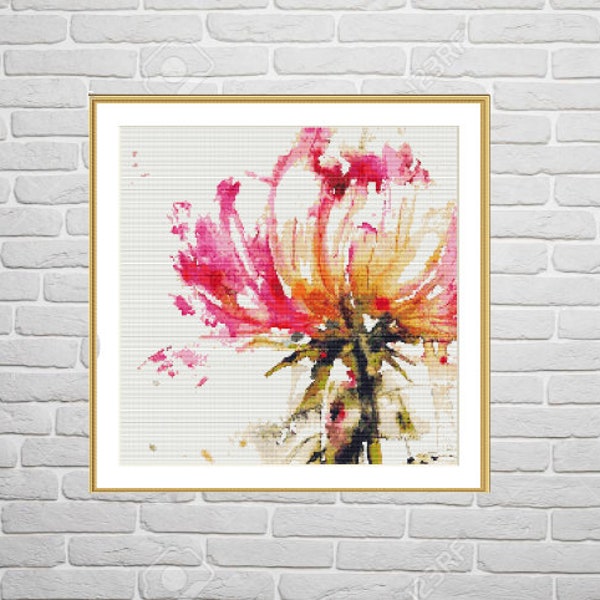 Watercolor Flower PDF Counted cross stitch pattern Watercolor bouquet Digital cross stitch chart modern Still life cross stitch pattern