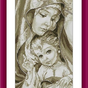 Mother of God icon PDF Counted cross stitch pattern Madonna and Jesus Digital cross stitch chart religious cross stitch pattern download