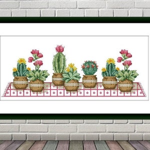 Kaktus PDF Kreuzstichvorlage Botanisch Digital Kreuzstichvorlage Kakteen modern Stillleben Kreuzstichvorlage Kakteen xstitch