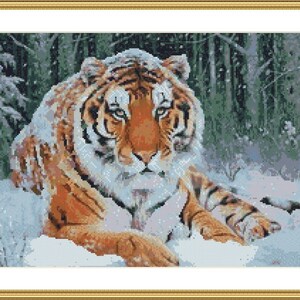 Tiger Tier PDF Kreuzstichvorlage Fantasy Tiere Digitale Kreuzstichvorlage moderner Löwe Kreuzstichvorlage
