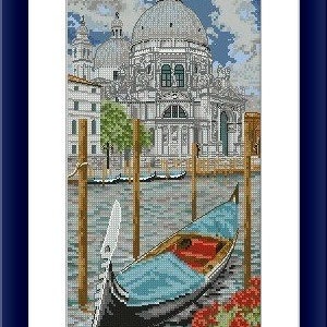 Venetië geteld kruissteekpatroon (talian Cityscape digitale kruissteekkaart aquarel stad kruissteekpatroon borduurkaart)